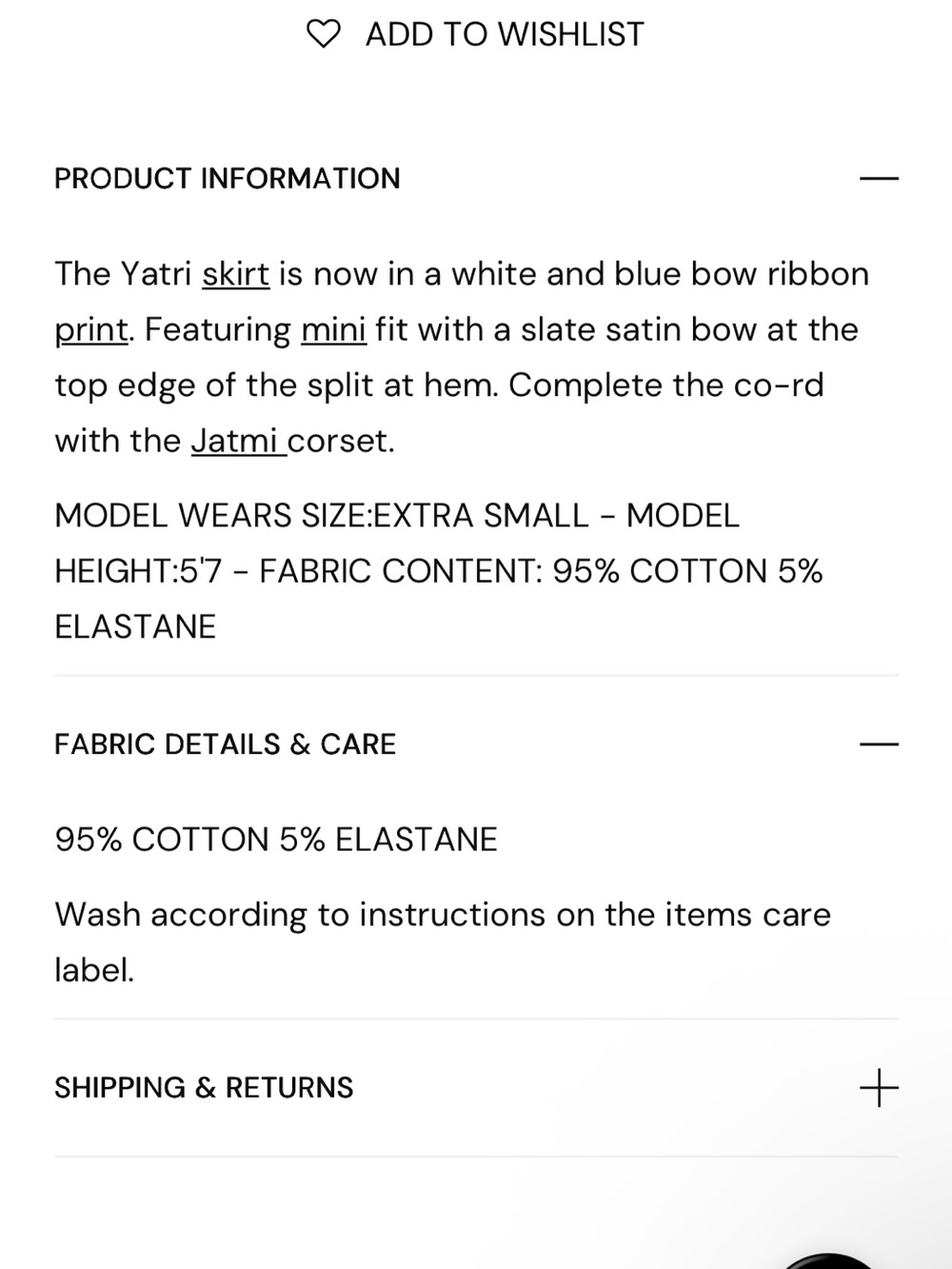 Jatmi Corset Top & Yatri Skirt Set In White & Blue Ribbon 🎀 Size M - Picture 9 of 9